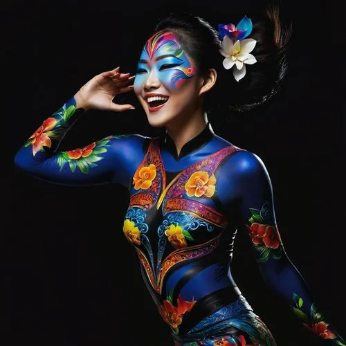 bodypainting,neon body painting,body painting,bodypaint,body art,asian costume,flamenca,pintados,harlequin,vietnamese woman,tretchikoff,luzia,yangmei,yuhua,alebrije,yuanpei,miss vietnam,xiaofei,face paint,ethnic dancer,Photography,Fashion Photography,Fashion Photography 13