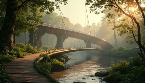 wooden bridge,scenic bridge,hanging bridge,adventure bridge,bridge,hangman's bridge,dragon bridge,rivendell,forest landscape,bridges,angel bridge,old bridge,oxenbridge,road bridge,highway bridge,riverwood,bridge arch,river landscape,nature landscape,nature wallpaper,Photography,General,Realistic