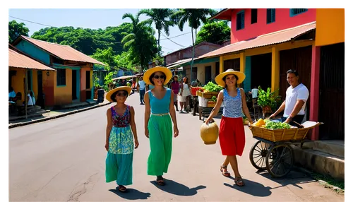 hoian,fruit market,baracoa,city unesco heritage trinidad cuba,haiti,vendors,maracatu,hoi an,dominican republic,colombia,chiapas,jamaica,belize,sun hats,santiago di cuba,liberia,vietnam,peruvian women,yellow sun hat,nicaragua,Illustration,Vector,Vector 20