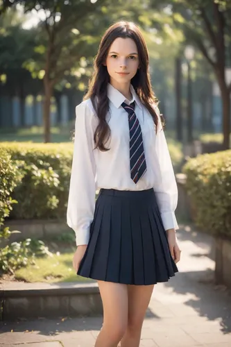 school uniform,school skirt,schoolgirl,cheerleading uniform,sports uniform,school clothes,anime japanese clothing,white skirt,fizzy,uniform,primary school student,nurse uniform,a uniform,school start,yulan magnolia,model doll,teen,digital compositing,girl walking away,student,Photography,Natural