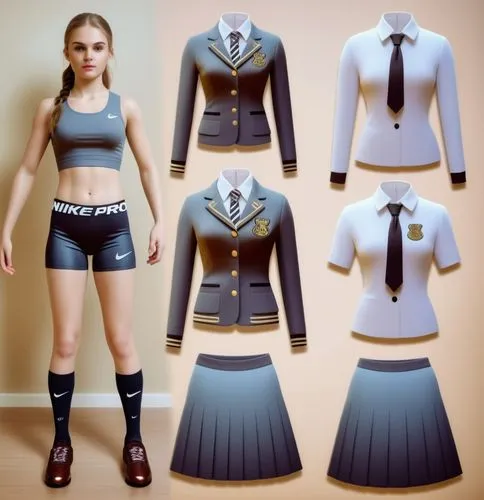 school clothes,fashionable clothes,a uniform,outfits,anime japanese clothing,paper doll,Photography,General,Realistic