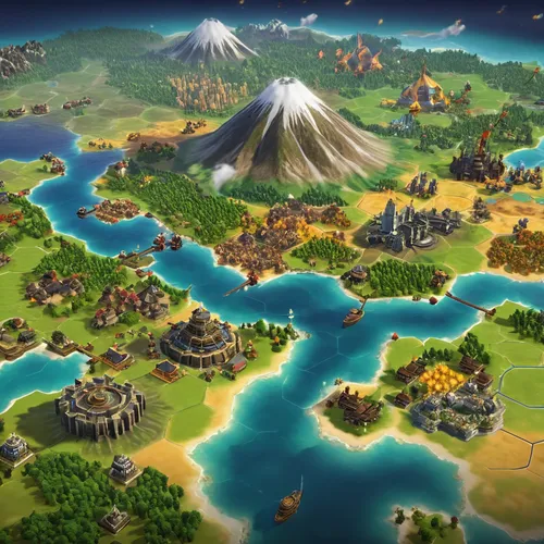 strategy game, Civilization VI: Gathering Storm, hexagonal tiles, world map, dynamic weather, environmental effects, floods, storms, volcanoes, climate change, strategic resources, power plants, renew