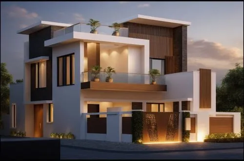 modern house,3d rendering,exterior decoration,modern architecture,residential house,amrapali