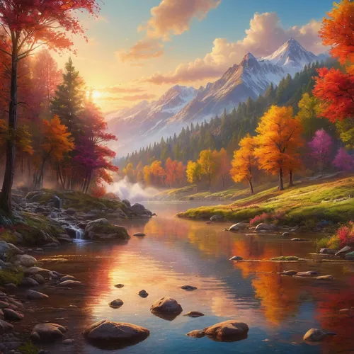 autumn landscape,autumn background,autumn mountains,fall landscape,landscape background,autumn scenery,autumn idyll,mountain landscape,river landscape,nature landscape,fantasy landscape,beautiful landscape,forest landscape,mountain scene,autumn forest,mountainous landscape,autumn morning,landscape nature,autumn theme,natural landscape,Photography,General,Commercial