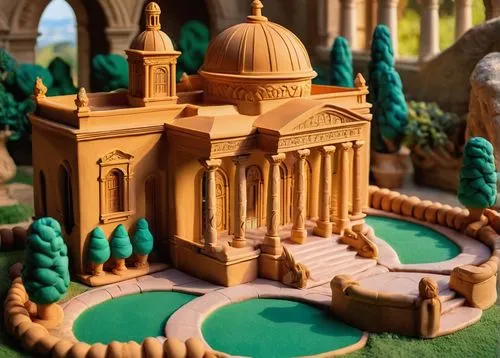 diorama,mini golf course,miniature golf,gold castle,miniland,model house,fairy tale castle,ancient city,sand castle,3d fantasy,mini golf,terracotta,medinah,basil's cathedral,miniature house,terrain,castlelike,micropolis,marble palace,voxel,Unique,3D,Clay