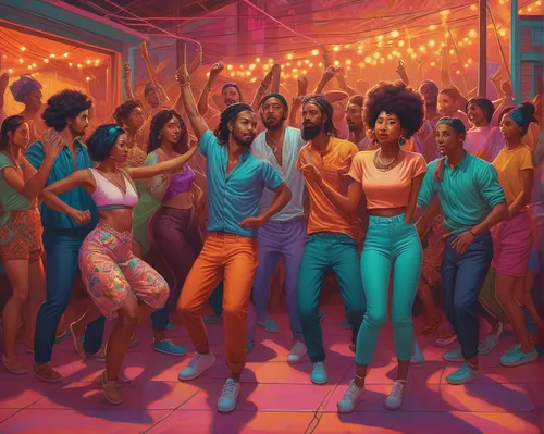 go-go dancing,dance club,a party,salsa dance,thriller,concert dance,disco,line dance,afroamerican,dancing,party people,nightclub,afro american girls,afro-american,clubbing,modern pop art,grooves,parties,afro american,latin dance,Conceptual Art,Daily,Daily 25