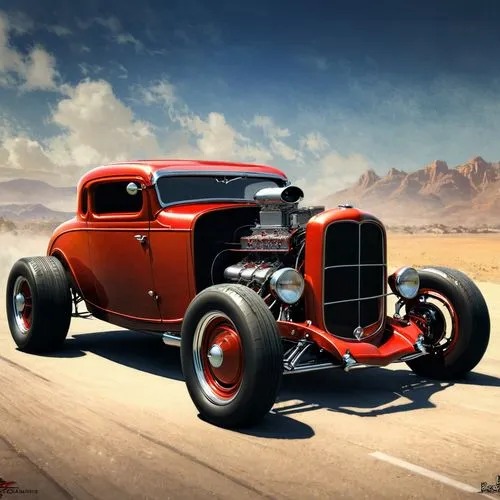 1932 vicky ford hot rod,an antique car on an old desert road,hotrod car,rat rod,street rod,hotrod,rosemeyer,hotrods,Conceptual Art,Fantasy,Fantasy 11