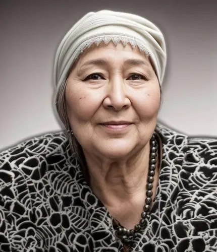 an older woman with grey hair is looking at the camera,kazakh,uzbek,saadawi,kyrgyzstani,otunbayeva,namatbayeva,Common,Common,Natural