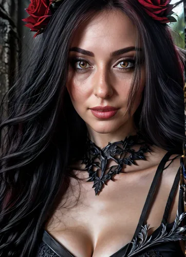 black rose,elven flower,gothic woman,vampire woman,tiger lily,bleeding heart,black rose hip,queen of hearts,fae,the enchantress,fantasy woman,faery,sorceress,polynesian girl,catrina calavera,gothic portrait,gothic fashion,little red riding hood,flower of passion,faerie