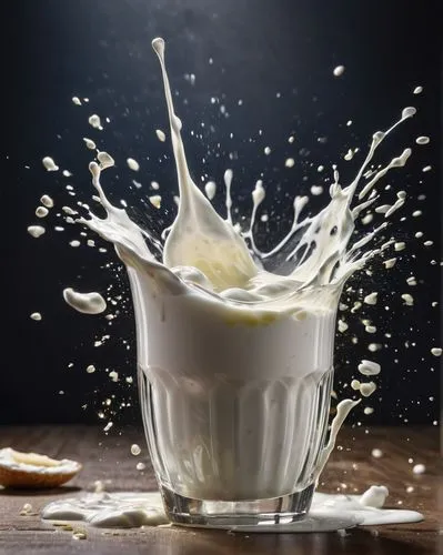 exploding glass of yogurt in slow motion , with bullet travelling at speed,milk splash,condensed milk,powdered milk,crème anglaise,drops of milk,sweetened condensed milk,dairy product,non-dairy creame