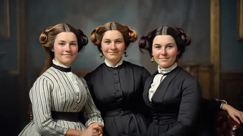 the victorian era,young women,victorian fashion,mulberry family,victorian style,women's novels,conservation-restoration,packard patrician,xix century,the three graces,ladies group,portrait background,