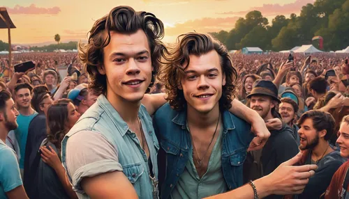 harry styles,mirroring,styles,harry,harold,edit icon,music festival,denim background,muffins,twin towers,gay couple,husbands,clones,boyfriends,quiff,crop,edits,sweethearts,twin tower,the fan's background,Conceptual Art,Fantasy,Fantasy 18