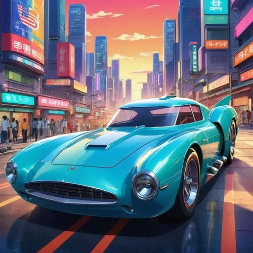 shelby cobra,3d car wallpaper,ferrari 250 gto,corvette,vette,muscle car cartoon,Illustration,Japanese style,Japanese Style 03