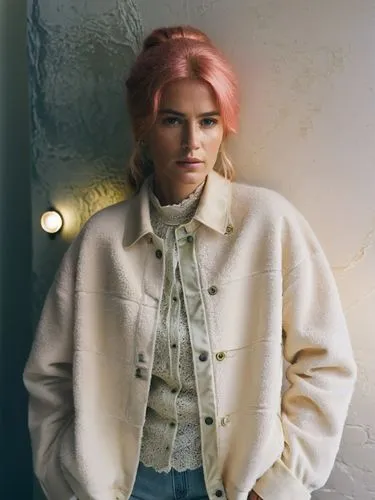 Hannelore von Würtingen,a woman wearing jeans and jacket is standing by a wall,halsey,dempsie,florrie,cassie,kelis,lauper,Photography,Documentary Photography,Documentary Photography 07