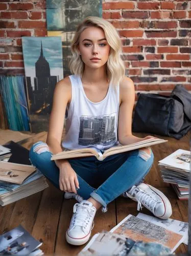 girl studying,blonde woman reading a newspaper,girl in t-shirt,blonde sits and reads the newspaper,jeans background,girl sitting,the girl studies press,reading,bookworm,bookstar,youth book,girl drawing,booksurge,book wallpaper,denim background,blonde girl,student,bookstaver,author,bibliophile,Conceptual Art,Daily,Daily 15