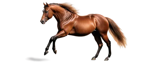 Brown horse, galloping, majestic pose, detailed fur texture, shiny coat, muscular legs, powerful body, freedom concept, open space, soft focus background, warm sunlight, cinematic lighting, 3/4 compos