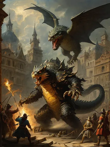 heroic fantasy,dragons,fantasy art,massively multiplayer online role-playing game,dragon,fantasy picture,dragon fire,black dragon,dragon li,dragon slayer,wyrm,game illustration,fire breathing dragon,golden dragon,draconic,dragon slayers,dragon bridge,castleguard,chinese dragon,middle ages,Art,Classical Oil Painting,Classical Oil Painting 35