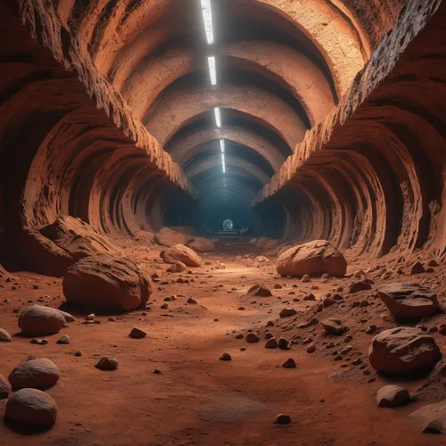 lava tube,red canyon tunnel,alien world,mining facility,underground cables,red earth,wall tunnel,wormhole,hollow way,alien planet,lava cave,underground,tunnel,mining,pit cave,futuristic landscape,speleothem,canal tunnel,excavation,railway tunnel,Photography,General,Natural