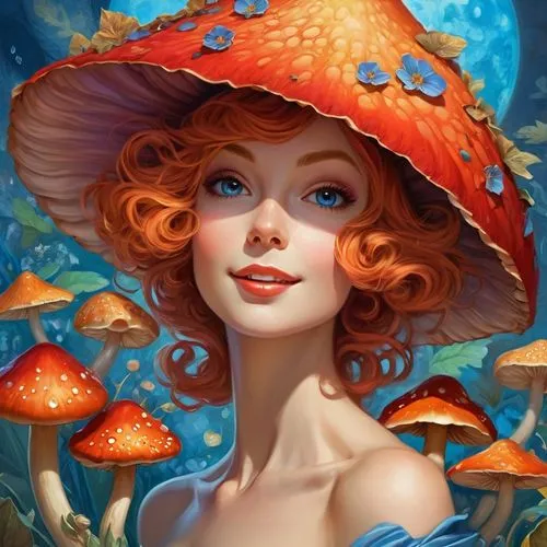 nami,amanita,mermaid background,underwater background,red mushroom,agaric,Illustration,Realistic Fantasy,Realistic Fantasy 01