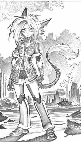 megatokyo,mono-line line art,wind warrior,adventurer,selkie,boktai,Design Sketch,Design Sketch,Pencil Line Art