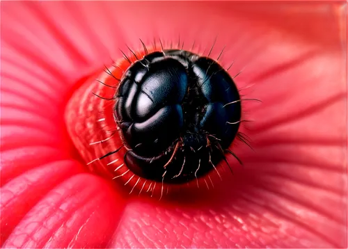 botfly, human skin, close-up, macro photography, detailed texture, redness, swelling, bumps, insect bite marks, painful expression, realistic, shallow depth of field, soft natural light, warm color to