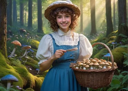 girl with bread-and-butter,fantasy portrait,frutti di bosco,acorns,woman holding pie,chestnut röhling,basket maker,farmer in the woods,bornholmer margeriten,woman with ice-cream,fantasy picture,chocolatier,amanita,macadamia,girl in the garden,cheloveka common,girl in the kitchen,fairy tale character,strohüte,forest mushroom,Conceptual Art,Sci-Fi,Sci-Fi 18