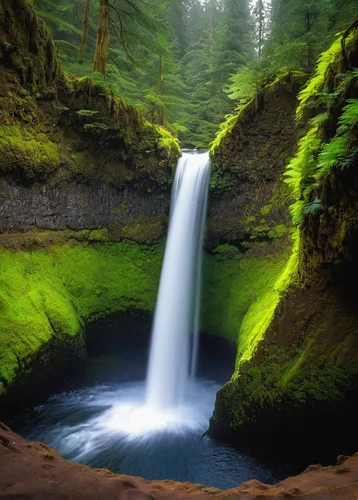 Punchbowl Falls by KRHPhotography,oregon,united states national park,green waterfall,salt creek falls,water falls,brown waterfall,washington state,ash falls,mckenzie river,bond falls,bridal veil fall,