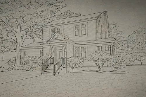 house drawing,storybrooke,new england style house,ravenswood,amityville,maplecroft,Design Sketch,Design Sketch,Blueprint