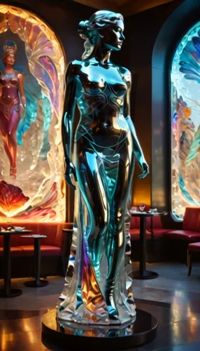 valerian,wonder woman city,silver surfer,justice league,wax figures museum,glass signs of the zodiac,a museum exhibit,figure of justice,symetra,lobby,goddess of justice,eros statue,mother earth statue,nbc studios,andromeda,spirit of ecstasy,attraction theme,the sculptures,futuristic art museum,aqua studio