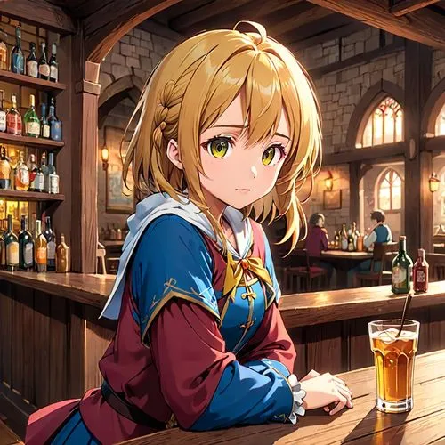 chica duerme en un bar medieval,barmaid,darjeeling,pub,bernardus,bartender,bartending,gambier,bar,have a drink,jeeta,brewmaster,barkeeper,lissa,izakaya,violet evergarden,tarmugi,ramza,highstein,hidari