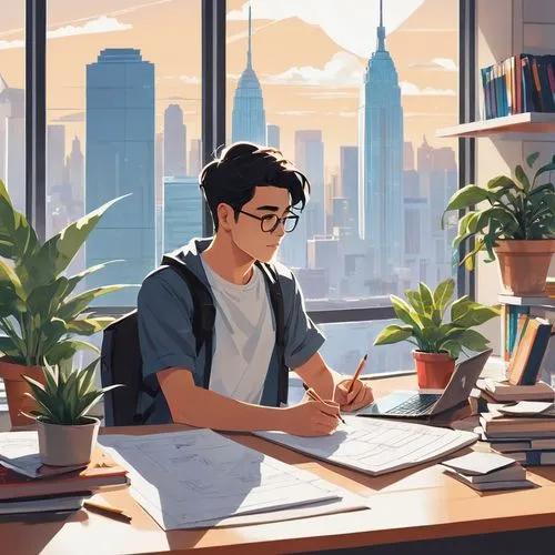 study room,workspace,study,studies,working space,girl studying,work space,freelancer,studying,paperwork,afternoons,desk,bookworm,restudy,studied,blur office background,desk top,modern office,window sill,coffee and books,Illustration,Japanese style,Japanese Style 06