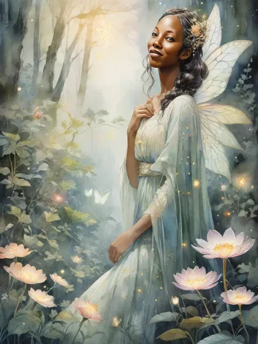 faerie,faery,rosa 'the fairy,mystical portrait of a girl,fantasy portrait,dryad,fairy queen,fantasy picture,fairy,flower fairy,little girl fairy,fantasy art,child fairy,fairies aloft,garden fairy,rosa ' the fairy,tiana,fae,fairy tale character,spring equinox,Digital Art,Watercolor