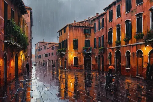 italian painter,rainstorm,oil painting on canvas,man with umbrella,oil painting,venice,monsoon,light rain,after rain,art painting,via roma,walking in the rain,venetian,rainy,rains,fineart,trastevere,acqua pazza,rainy day,rain,Conceptual Art,Sci-Fi,Sci-Fi 01