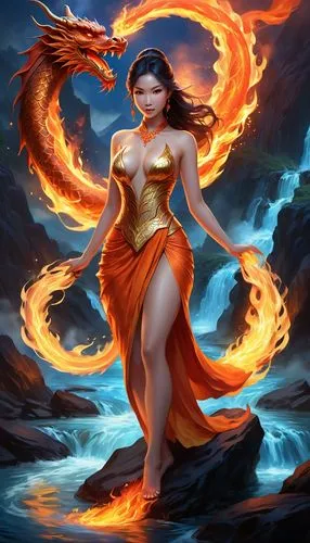 fire angel,flame spirit,fire siren,flame of fire,qidra,fire dancer,Illustration,Realistic Fantasy,Realistic Fantasy 01