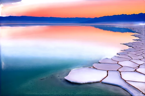 Dead Sea, scenic landscape, vast saltwater lake, Jordanian coast, low altitude, calm waters, misty atmosphere, rocky shores, salt deposits, mudflats, distant mountains, warm lighting, panoramic view, 