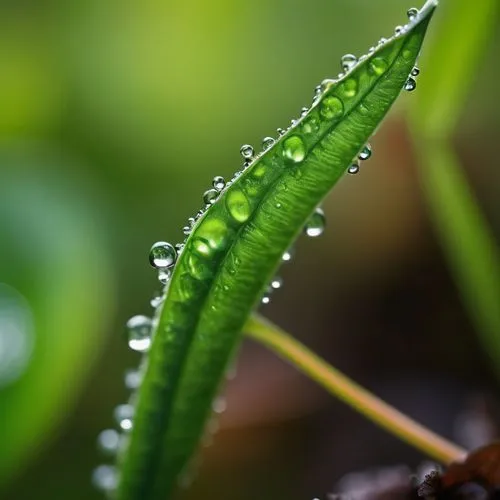 Small, cute, green pea, cartoon style, shiny surface, tender stem, leaves surround, vines entwined, natural lighting, soft focus, bokeh effect, macro shot, extreme close-up, dew drops on leaf, gentle 