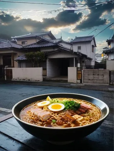 Anime style ramen japanese hpuse
,ramen, eggs, beef and egg laid out in a bowl,ramen in q1,udon,tonkatsu,ramen,noodle bowl,monja