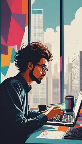 man with a computer,vector illustration,wpap,blur office background,illustrator,vector art,working space,computer graphic,workspaces,computer business,adobe illustrator,freelancer,digital nomads,deskpro,computerologist,vector graphic,officered,abstract corporate,remote work,modern office,Illustration,Vector,Vector 20