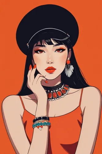 fashion vector,vector illustration,retro girl,vector art,retro woman,fashion illustration,vintage girl,vector graphic,vector girl,tangerine,retro women,fashionable girl,fashion sketch,vintage woman,adobe illustrator,vintage drawing,portrait background,bright orange,orange,girl portrait,Illustration,Japanese style,Japanese Style 06