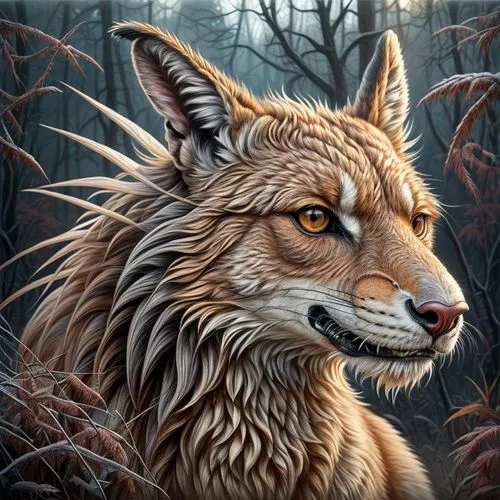 forest king lion,canidae,forest animal,coyote,lynx,fauna,fantasy art,feral,vulpes vulpes,felidae,european wolf,furta,fantasy portrait,temperowanie,redfox,fox,suidae,wild hare,scar,woodland animals