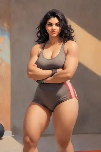 thighpaulsandra,muscle woman,khalkhali,vidya,vij,titterrell,Digital Art,Impressionism