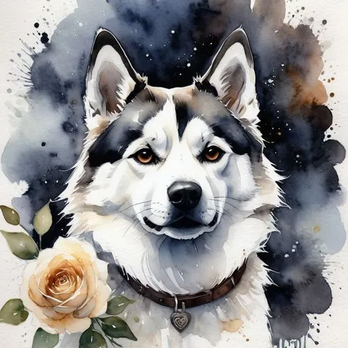 watercolor dog,canine rose,dog illustration,pet portrait,welsh cardigan corgi,dog roses,balto,canidae,watercolor background,dog drawing,collie,samoyedic,atka,ein,inu,watercolor floral background,watercolor,custom portrait,constellation wolf,malamute,Conceptual Art,Daily,Daily 10