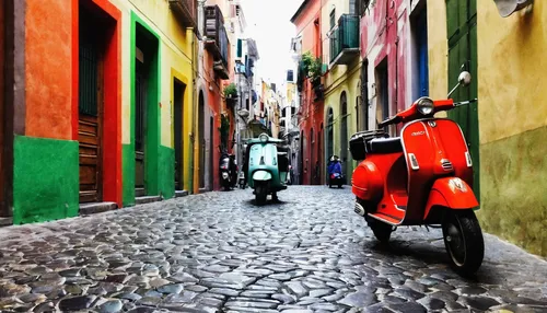 On the road again. Building Exterior Architecture Built Structure City Outdoors The Way Forward Day Vespa Procida Naples Napoli Bella Italia Italy Italia Italy❤️ Colorful Colors Cobblestone People Peo