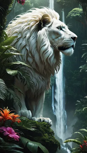 white lion,forest king lion,white lion family,lion white,white tiger,white shepherd,great pyrenees,panthera leo,landseer,pyrenean shepherd,fantasy picture,white dog,fantasy art,lionesses,lion,howling wolf,lion fountain,king of the jungle,majestic nature,samoyed,Conceptual Art,Fantasy,Fantasy 11