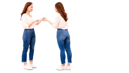 jeans background,eurythmy,denim background,transparent background,transparent image,mirroring,hand in hand,hands behind head,derivable,wlw,folded hands,two people,hands holding,mirifica,two girls,hologram,on a transparent background,two,the hands embrace,mirror image,Illustration,Paper based,Paper Based 30