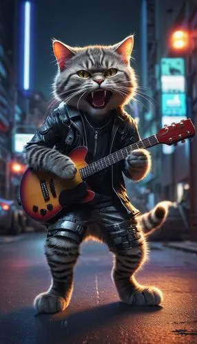 rocket raccoon,cartoon cat,tom cat,banjo bolt,banjo,cat warrior,musical rodent,guitar player,stray cats,tiger cat,cat vector,street cat,wild cat,american shorthair,rex cat,thundercat,red cat,guitar solo,jazz guitarist,rock band,Photography,Artistic Photography,Artistic Photography 11