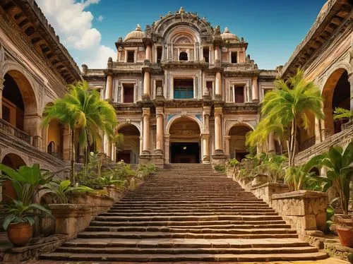 palermo,orchha,minor basilica,chhatri,yucatec,santa maria della salute,noto,cartagena,basilica of saint peter,city unesco heritage trinidad cuba,loreto,escalera,guanajuato,sicily,tepoztlan,nicaraguan cordoba,antigua guatemala,modica,peru i,santiago di cuba,Illustration,Realistic Fantasy,Realistic Fantasy 35