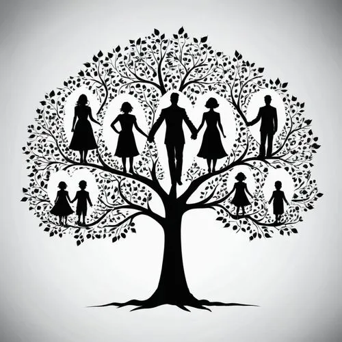 генеалогическое древо,family tree with silhouettes of people and their names,family tree,genealogical,familysearch,genealogia,genealogist,genealogists,genealogy,genealogies,consanguinity,women silhoue