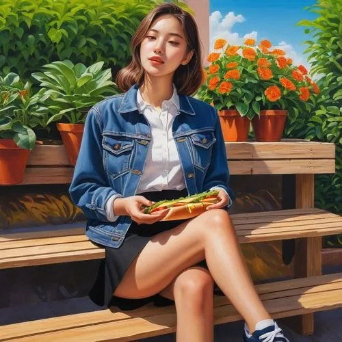 girl with bread-and-butter,woman eating apple,girl sitting,woman holding pie,joy,solar,girl in the garden,woman at cafe,woman sitting,girl in flowers,oil on canvas,girl with cereal bowl,the girl at the station,portrait background,oil painting on canvas,girl picking flowers,girl picking apples,winner joy,world digital painting,songpyeon,Conceptual Art,Daily,Daily 19