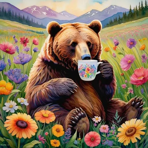 bear kamchatka,ivan-tea,coffee tea illustration,brown bear,woman drinking coffee,drinking coffee,tea drinking,cute bear,kodiak bear,great bear,nordic bear,tea zen,bear,coffee background,bears,coffee break,a cup of coffee,caffè americano,tea time,bear guardian,Art,Classical Oil Painting,Classical Oil Painting 15